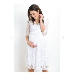 Maternity Nursing Lace Faux Wrap Dress